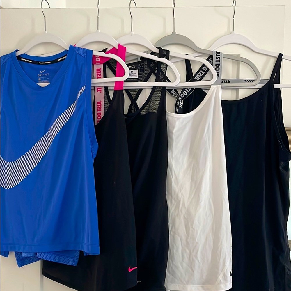 BUNDLE Nike Dri-FIT Tank Tops in Blue, Black, and White